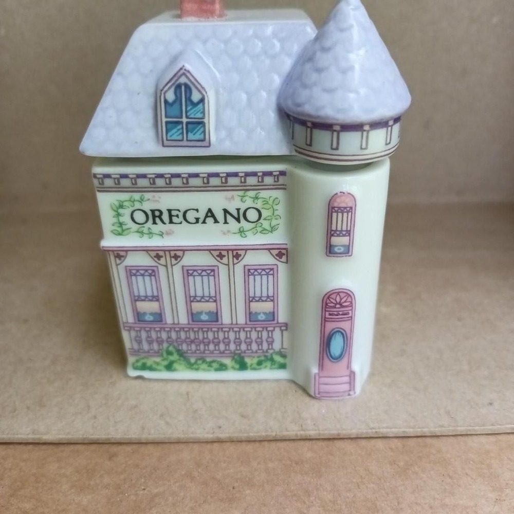 Vintage 1989, Lenox, spice village OREGANO house, spice jar, porcelain, cottage
